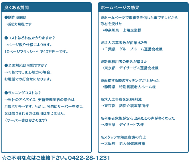 ホームページの効果・質問